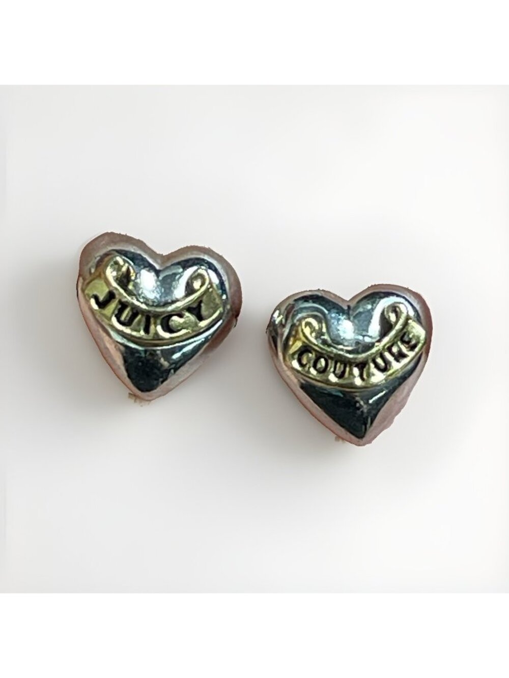 Vintage Y2k Juicy Couture Heart Stud Post Earrings NO BACKS